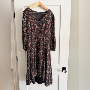 Rachel Zoe Black Floral Long Sleeve Dress